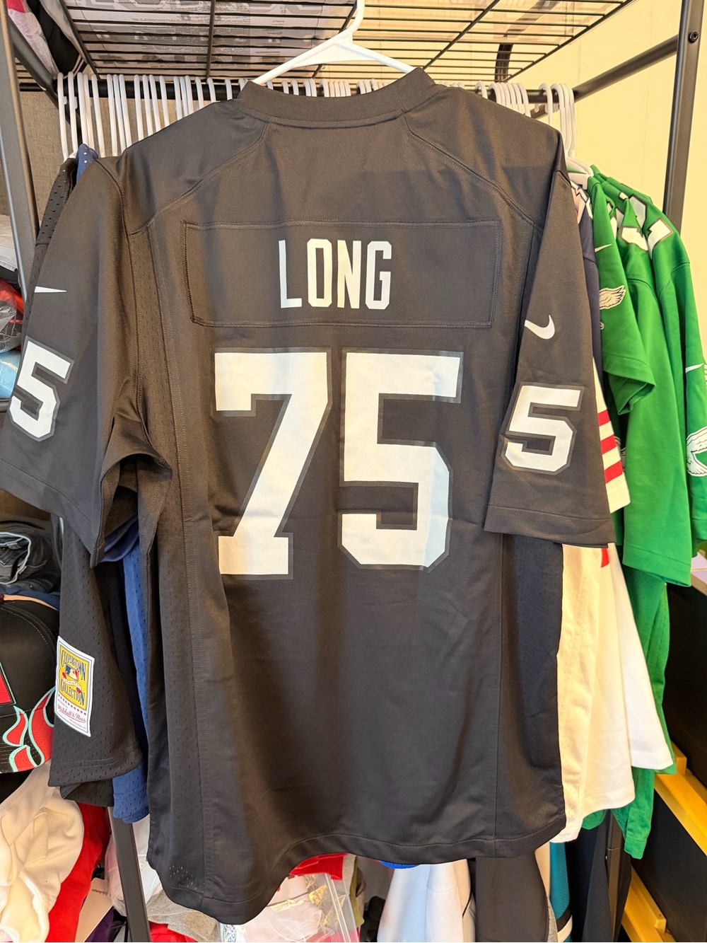 Nike Black Football Jersey with White 75 HOWIE LONG SIZE MEDIUM MENS